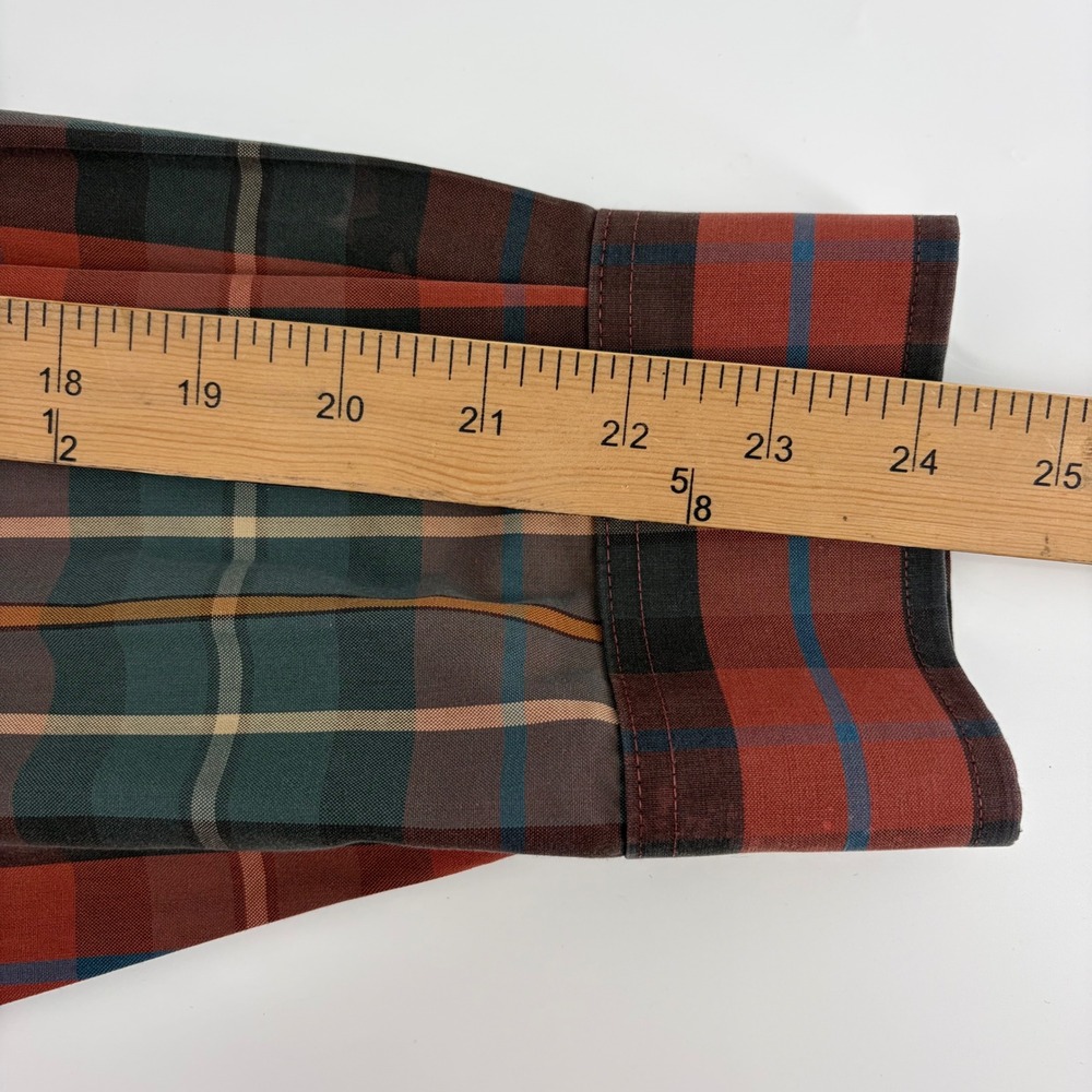 Orvis Mens XXL Plaid Button Down Shirt Red Green Cotton Long Sleeve Pocket - Picture 9 of 9